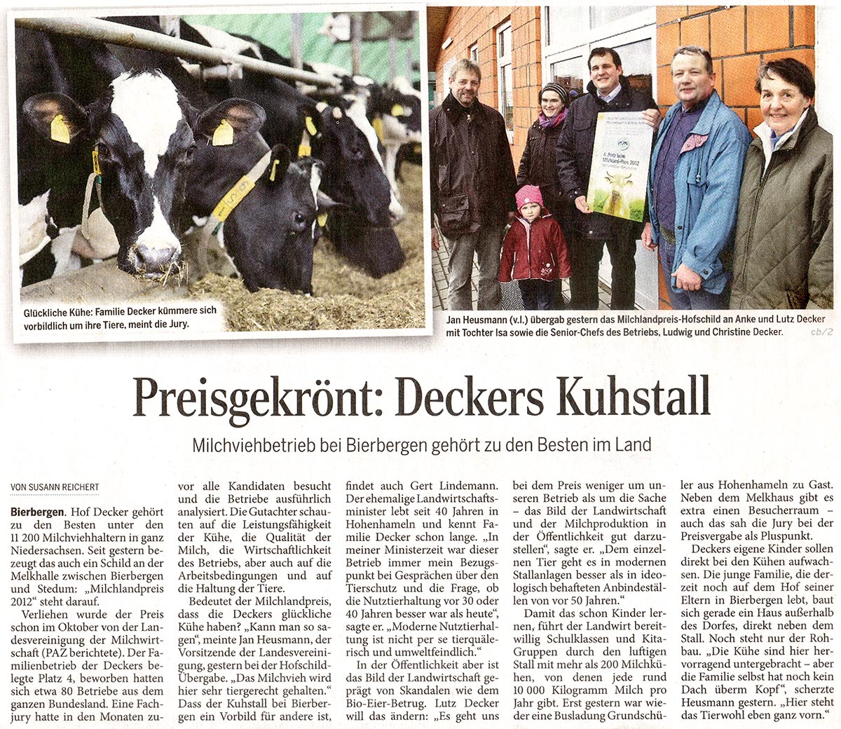 Preisgekrönt: Deckers Kuhstall